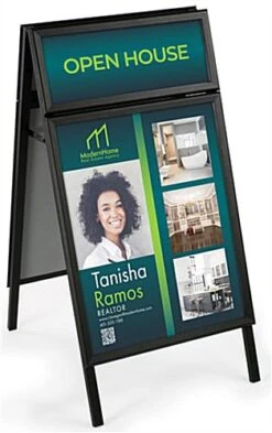 22 X 28 Sidewalk Sign For Posters, Snap Open, Double Sided, With Headers - Black