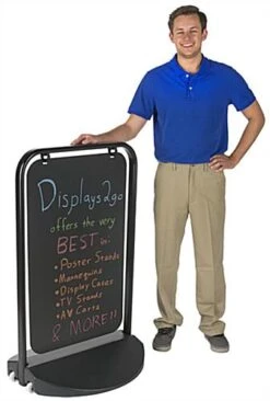 24 X 36 Write-On Outdoor Swinger Sign, 2 Panels, Water-fill Base - Black -LuxeDisplay Shop apn2436bw.ra6 preview