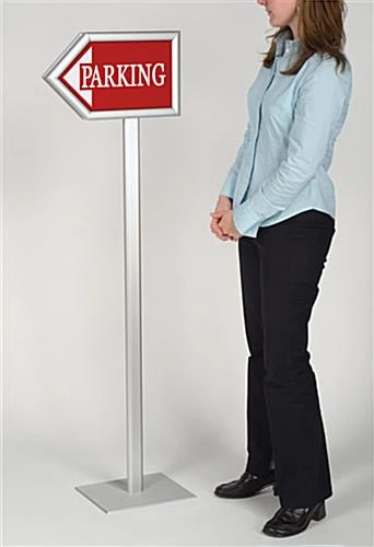8.5 X 11 Arrow Sign Stand For Floor, Snap Open, Double Sided - Silver 4 8.5 X 11 Arrow Sign Stand For Floor, Snap Open, Double Sided - Silver - Image 2