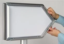 8.5 X 11 Arrow Sign Stand For Floor, Snap Open, Double Sided - Silver 8 8.5 X 11 Arrow Sign Stand For Floor, Snap Open, Double Sided - Silver -LuxeDisplay Shop arwsx28511.ra2 preview