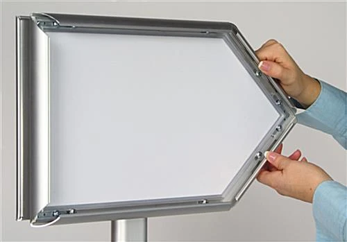 8.5 X 11 Arrow Sign Stand For Floor, Snap Open, Double Sided - Silver 5 8.5 X 11 Arrow Sign Stand For Floor, Snap Open, Double Sided - Silver - Image 3