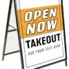 30 X 40 Sidewalk Sign, Double Sided, "Open For Takeout" Posters, Custom Text - Black 1 30 X 40 Sidewalk Sign, Double Sided, "Open For Takeout" Posters, Custom Text - Black -LuxeDisplay Shop asign3040ktsd2.rw preview