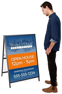 Sidewalk Sign For 30 X 40 Poster Boards, Double-sided, Easy Slide-in Channels - Black -LuxeDisplay Shop asignc3040.ra5 preview