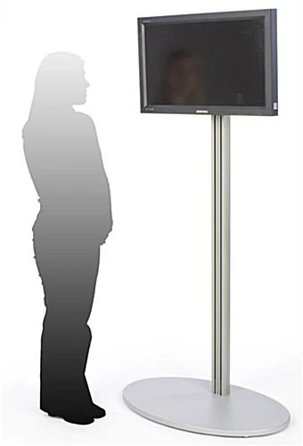 TV Stand For Floor Fits Monitors 32 To 60-Inch, Stationary, Oval MDF Base - Silver 4 TV Stand For Floor Fits Monitors 32 To 60-Inch, Stationary, Oval MDF Base - Silver - Image 2