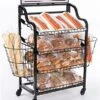 Bakery Display Rack W/ Wheels, 4 Shelves, 2 Side Baskets & Header - Black -LuxeDisplay Shop bak4sdbk2bk.rw preview
