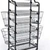 52"w Bakery Display Rack W/ Wheels, 6 Shelves, 4 Side Baskets & Header - Black -LuxeDisplay Shop bak6sdbk4nb.ra1 preview