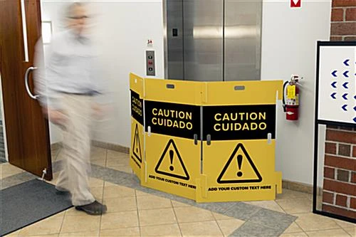 93" X 42" Interlocking Crowd Control Barrier W/ Pre-Printed Caution Graphics - Yellow 7 93" X 42" Interlocking Crowd Control Barrier W/ Pre-Printed Caution Graphics - Yellow - Image 6