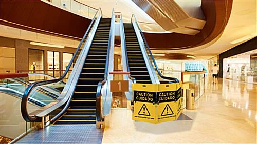 93" X 42" Interlocking Crowd Control Barrier W/ Pre-Printed Caution Graphics - Yellow 8 93" X 42" Interlocking Crowd Control Barrier W/ Pre-Printed Caution Graphics - Yellow - Image 7