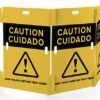 93" X 42" Interlocking Crowd Control Barrier W/ Pre-Printed Caution Graphics - Yellow -LuxeDisplay Shop bbxb3142pp.rw preview