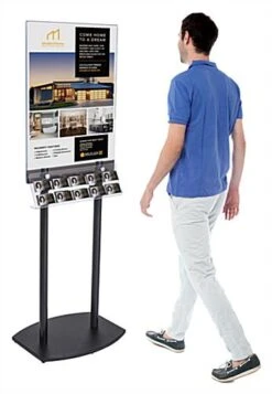 22 X 28 Poster Floor Stand, 10 Business Card Pockets, Double Sided - Black -LuxeDisplay Shop bc10sclpsb.ra2 preview