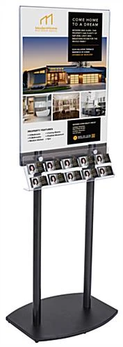 22 X 28 Poster Floor Stand, 10 Business Card Pockets, Double Sided - Black