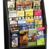 6-Tiered Wood Literature Floor Stand, 4"/8.5w", 12/24 Pockets - Black -LuxeDisplay Shop bdi1224blk.rw preview