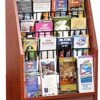 6-Tiered Wood Literature Floor Stand, 4"/8.5w", 12/24 Pockets - Mahogany -LuxeDisplay Shop bdi1224rm.rw preview