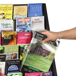 9-Tiered Wood Literature Floor Stand, 4"/8.5w", 22/45 Pockets - Black -LuxeDisplay Shop bdi45blk.ra2 preview