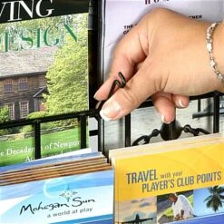 9-Tiered Wood Literature Floor Stand, 4"/8.5w", 22/45 Pockets - Black -LuxeDisplay Shop bdi45blk.ra3 preview