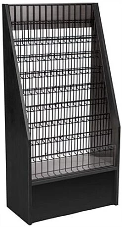 9-Tiered Wood Literature Floor Stand, 4"/8.5w", 22/45 Pockets - Black