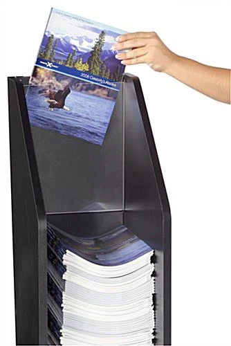Literature Stand For Floor Fits 9 X 12 Magazines, With Separate Header Area - Black 4 Literature Stand For Floor Fits 9 X 12 Magazines, With Separate Header Area - Black - Image 2