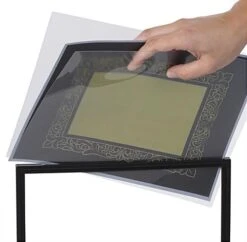 11” X 7” Tabletop Sign Holder, Height Adjustable, Top Insert Frame W/ Lens - Black -LuxeDisplay Shop bf71124.ra3 preview