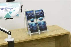 Workshop Series 2-Pocket Brochure Holder, 4"w, Tabletop, Ships Flat - Clear -LuxeDisplay Shop bh2pskdcl.renv preview