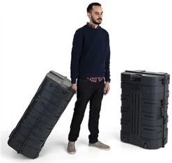 2 Portable Equipment Cases, Convert To Counter W/ Interior Shelves - Grey; Black -LuxeDisplay Shop bmrcntb2.ra5 preview