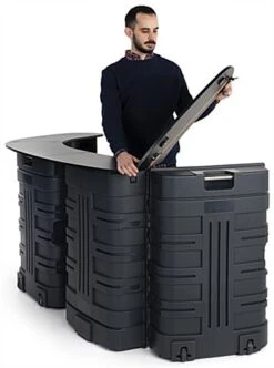 2 Portable Equipment Cases, Convert To Counter W/ Interior Shelves - Grey; Black -LuxeDisplay Shop bmrcntb2.ra6 preview