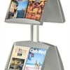 3-Tiered Literature Floor Stands, 4"/8.5"w, 12/24 Pockets, Double Sided - Silver -LuxeDisplay Shop bp6lh.rw preview