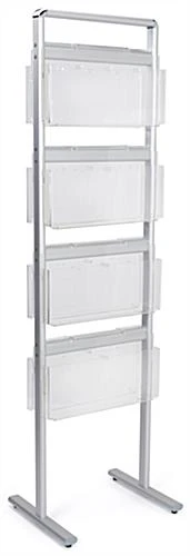 4-Tiered Literature Floor Stand, 4"/8.5"w, 16/32 Pockets, Double Sided - Silver 5 4-Tiered Literature Floor Stand, 4"/8.5"w, 16/32 Pockets, Double Sided - Silver - Image 3
