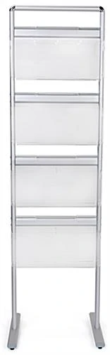 4-Tiered Literature Floor Stand, 4"/8.5"w, 16/32 Pockets, Double Sided - Silver 6 4-Tiered Literature Floor Stand, 4"/8.5"w, 16/32 Pockets, Double Sided - Silver - Image 4