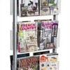 4-Tiered Literature Floor Stand, 4"/8.5"w, 16/32 Pockets, Double Sided - Silver