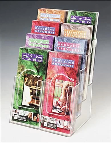 4-Tiered Brochure Holder, 4"w, 8 Pockets, Tabletop - Clear 3 4-Tiered Brochure Holder, 4"w, 8 Pockets, Tabletop - Clear