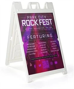 Sidewalk Sign For 24 X 36 Poster Boards, Double-Sided, Fillable Base - White