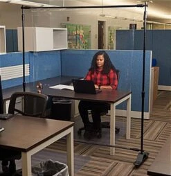 Floor Standing Sneeze Guard, Locking Wheels, Aluminum Frame W/ Vinyl - Clear -LuxeDisplay Shop bwall8wclr.ra5 preview