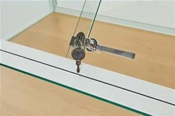 48"w Locking Display Table W/ Tempered Glass Canopy, Sliding Door, LED Light - White -LuxeDisplay Shop casadc.ra10 preview