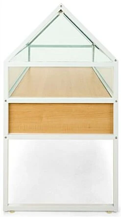 48"w Locking Display Table W/ Tempered Glass Canopy, Sliding Door, LED Light - White -LuxeDisplay Shop casadc.ra2 preview