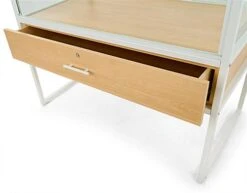 48"w Locking Display Table W/ Tempered Glass Canopy, Sliding Door, LED Light - White -LuxeDisplay Shop casadc.ra6 preview