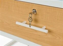 48"w Locking Display Table W/ Tempered Glass Canopy, Sliding Door, LED Light - White -LuxeDisplay Shop casadc.ra9 preview