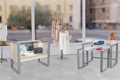 47" Tempered Glass Display Case, Top LED Lights, Locking Sliding Door - Gray -LuxeDisplay Shop clmodc1.ra11 preview