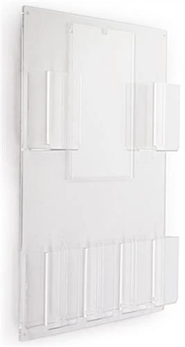 8.5 X 11 Sign Holder For Wall With Brochure Holders, 4"w, 6 Pockets - Clear 3 8.5 X 11 Sign Holder For Wall With Brochure Holders, 4"w, 6 Pockets - Clear