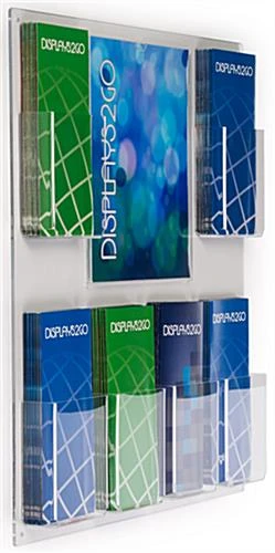 8.5 X 11 Sign Holder For Wall With Brochure Holders, 4"w, 6 Pockets - Clear 4 8.5 X 11 Sign Holder For Wall With Brochure Holders, 4"w, 6 Pockets - Clear - Image 2
