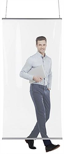 Vinyl Sneeze Shield With Aluminum Snap Rails, Ceiling Hanging - Clear 9 Vinyl Sneeze Shield With Aluminum Snap Rails, Ceiling Hanging - Clear - Image 7