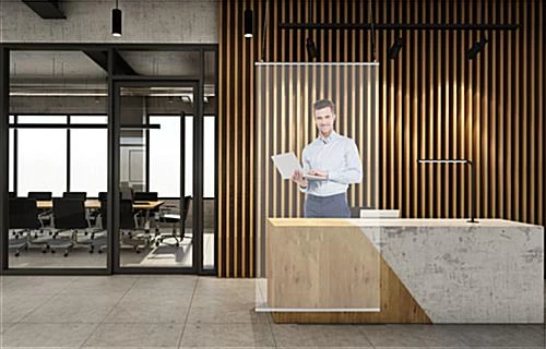 Vinyl Sneeze Shield With Aluminum Snap Rails, Ceiling Hanging - Clear 10 Vinyl Sneeze Shield With Aluminum Snap Rails, Ceiling Hanging - Clear - Image 8