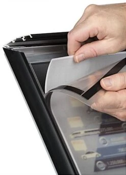 11 X 17 Outdoor Menu Stand For Floor, Locking Snap Open Frame, Curved Post - Black -LuxeDisplay Shop cm1117pbk2.ra3 preview