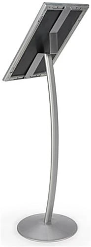 11 X 17 Outdoor Menu Stand For Floor, Locking Snap Open Frame, Curved Post - Silver 5 11 X 17 Outdoor Menu Stand For Floor, Locking Snap Open Frame, Curved Post - Silver - Image 3
