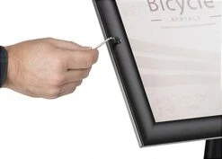 17 X 11 Outdoor Menu Stand For Floor, Locking Snap Open Frame, Curved Post - Black -LuxeDisplay Shop cm1711lbk2.ra4 preview