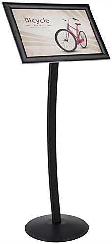 17 X 11 Outdoor Menu Stand For Floor, Locking Snap Open Frame, Curved Post - Black