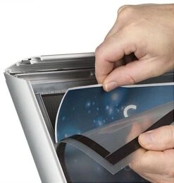 17 X 11 Outdoor Menu Stand For Floor, Locking Snap Open Frame, Curved Post - Silver -LuxeDisplay Shop cm1711lsv2.ra3 preview