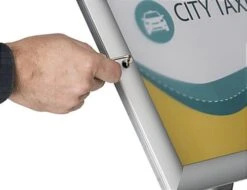 17 X 11 Outdoor Menu Stand For Floor, Locking Snap Open Frame, Curved Post - Silver -LuxeDisplay Shop cm1711lsv2.ra4 preview