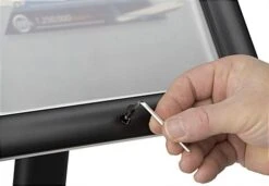 8.5 X 11 Outdoor Menu Floor Stand, Locking Snap Open Frame, Curved Post - Black -LuxeDisplay Shop cm8511pbk2.ra4 preview