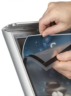 8.5 X 11 Outdoor Menu Floor Stand, Locking Snap Open Frame, Curved Post - Silver -LuxeDisplay Shop cm8511psv2.ra3 preview