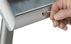 8.5 X 11 Outdoor Menu Floor Stand, Locking Snap Open Frame, Curved Post - Silver -LuxeDisplay Shop cm8511psv2.ra4 preview